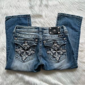 Miss Me Capri Denim Thick Stitch Rhinestone Size 29
